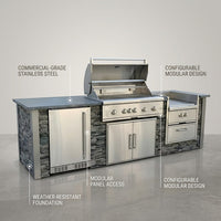 Custom Garden Outdoor Modular Kitchen Cabinets Complete Stainless Outdoor Kitchen Sturdy for Patio Commercial Use — Feature Infographic