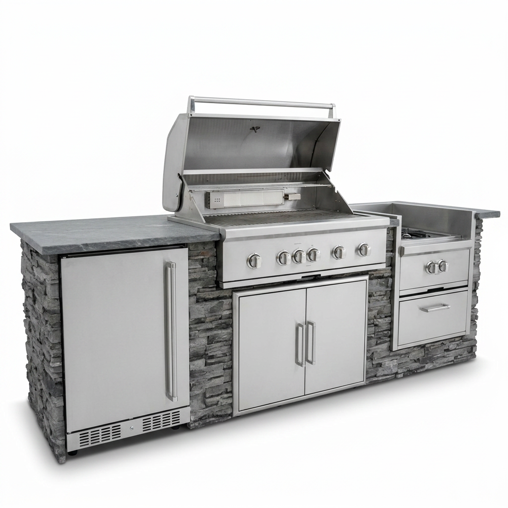 Custom Garden Outdoor Modular Kitchen Cabinets Complete Stainless Outdoor Kitchen Sturdy for Patio Commercial Use — Studio Shot